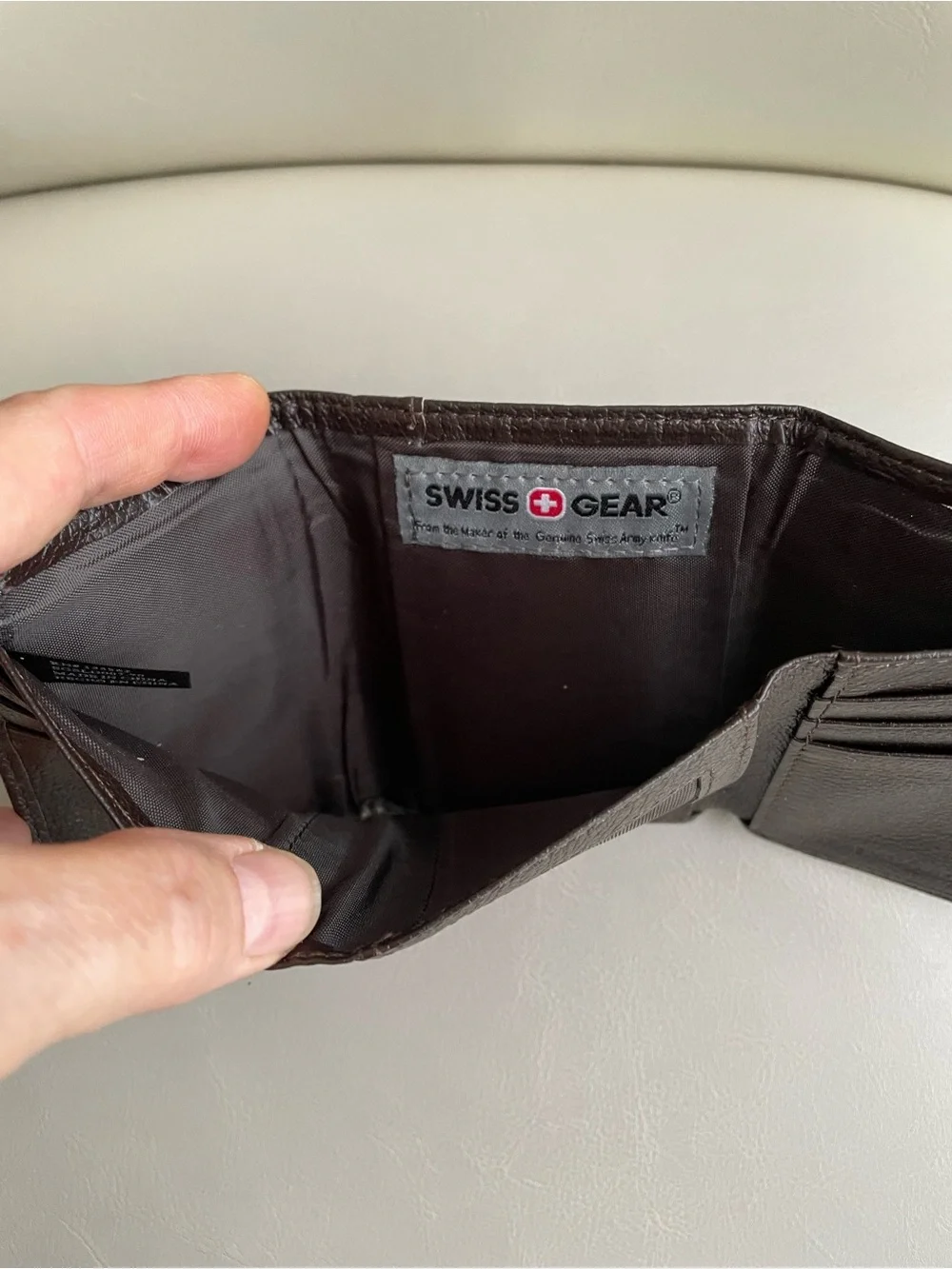 SwissGear Brown Leather Tri-Fold Wallet